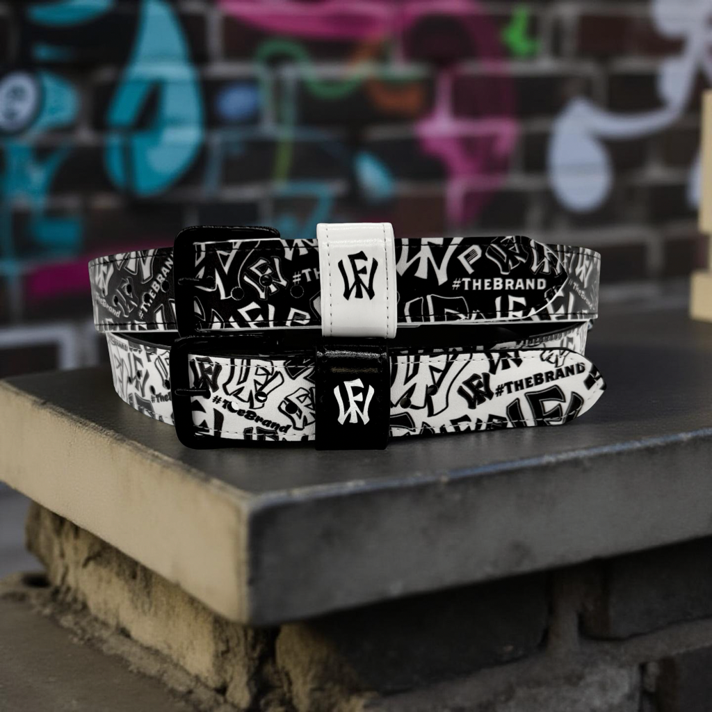 Wow Factor Pro Leather Custom Baseball Belt - White w/Black