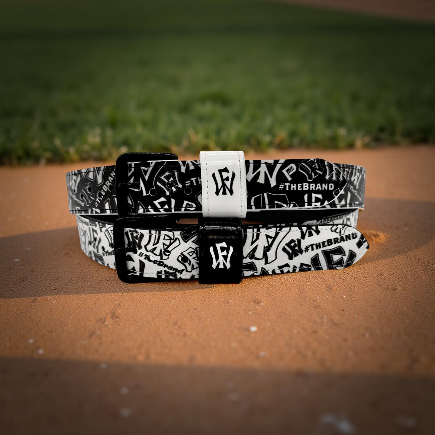 Wow Factor Pro Leather Custom Baseball Belt - Black w/White
