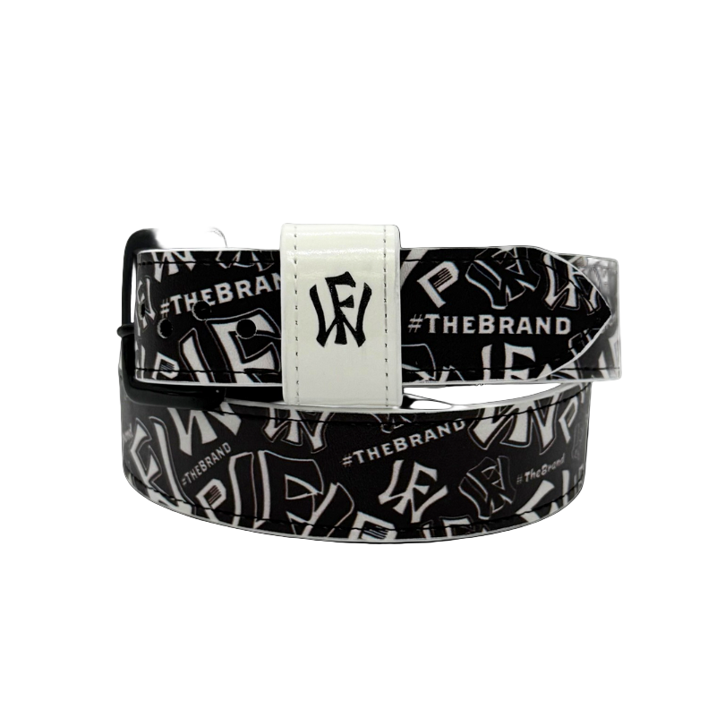 Wow Factor Pro Leather Custom Baseball Belt - Black w/White